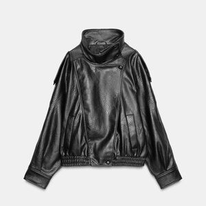 ZARA Viral Black Faux Leather Jacket – XS – New Without Tags